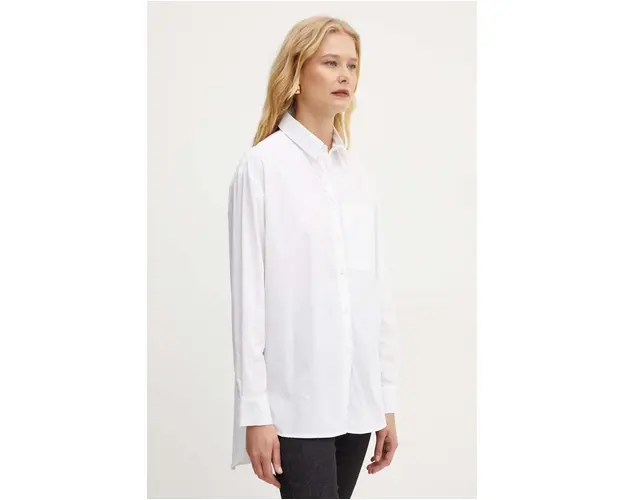 MAX&Co. camasa din bumbac femei, culoarea alb, cu guler clasic, relaxed, 2428116024200