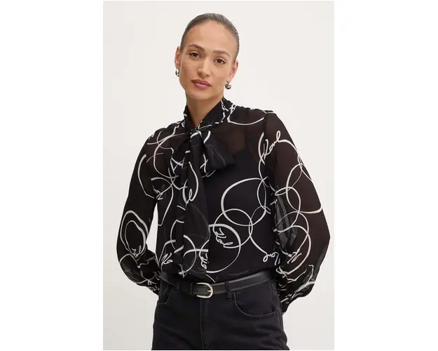 Karl Lagerfeld bluza femei, culoarea negru, modelator, 245W1604