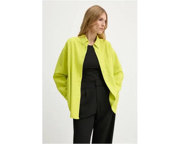 American Vintage camasa femei, culoarea verde, cu guler clasic, relaxed, DAK06AH24