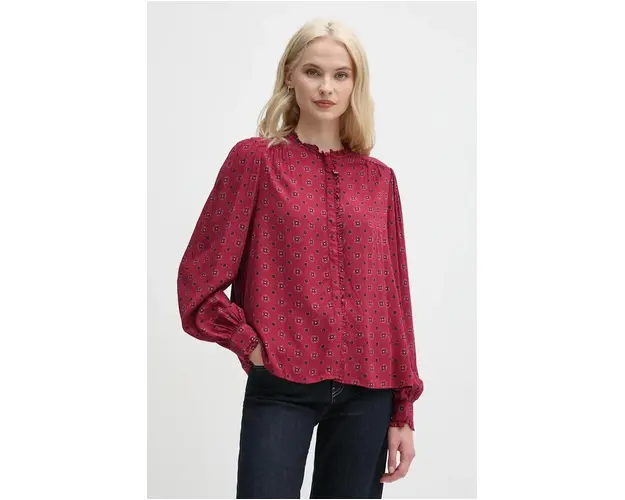 Pepe Jeans camasa ORA femei, culoarea rosu, cu guler stand-up, regular, PL304943