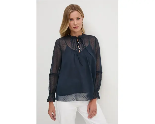 Pepe Jeans bluza ODETTE femei, culoarea albastru marin, neted, PL304944
