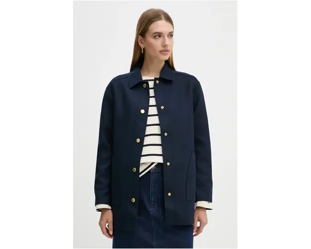 Barbour jacheta de camasa din lana culoarea albastru marin, de tranzitie, oversize, LOS0066