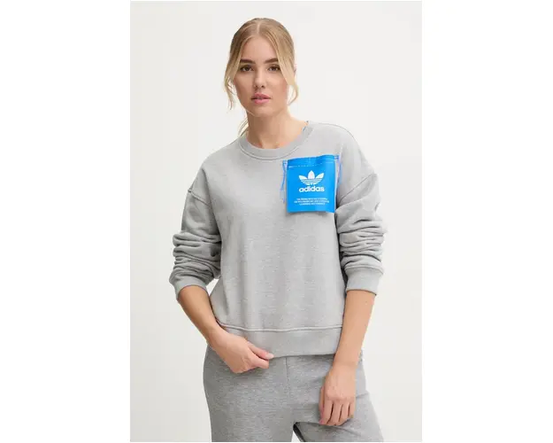 adidas Originals hanorac de bumbac x Ksenia Schneider femei, culoarea gri, cu imprimeu, IW5666