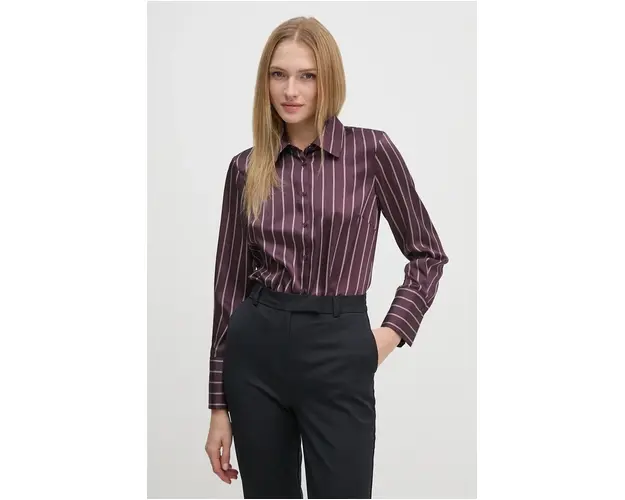 Sisley camasa femei, culoarea violet, cu guler clasic, regular, 5WDJLQFF7