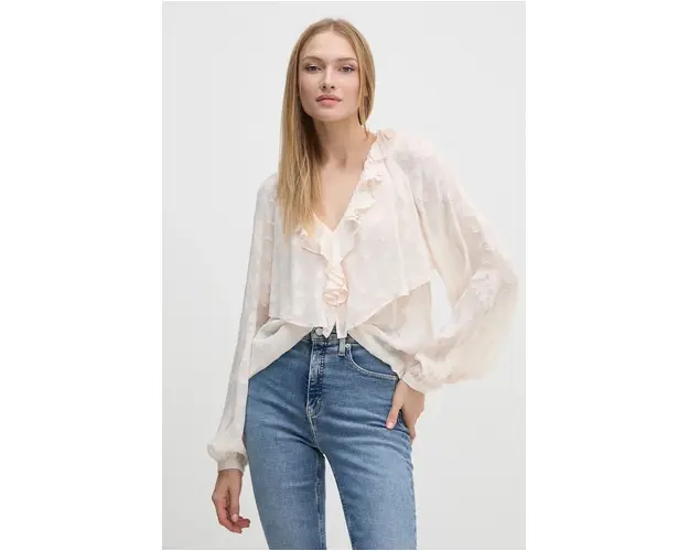 Sisley bluza femei, culoarea bej, neted, 5RL8LQ084