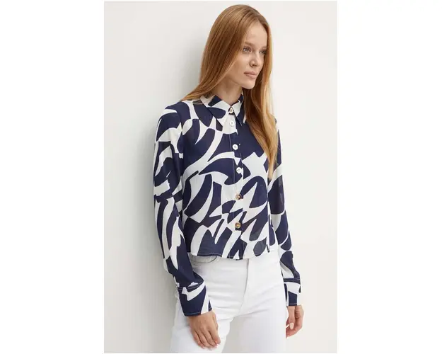 Morgan camasa CPLUM.F femei, culoarea albastru marin, cu guler clasic, regular, CPLUM.F