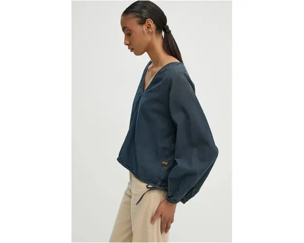 G-Star Raw bluza din bumbac femei, culoarea albastru marin, neted, D25515-D311