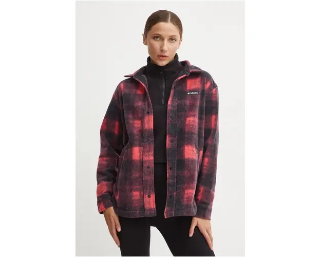 Columbia camasa Benton Springs femei, culoarea rosu, relaxed, 2085661