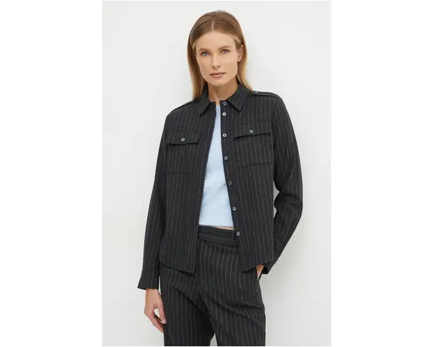 MICHAEL Michael Kors camasa de lana culoarea gri, cu guler clasic, regular, MF4400CF2A