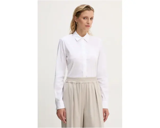 Theory camasa femei, culoarea alb, cu guler clasic, regular, M0104525