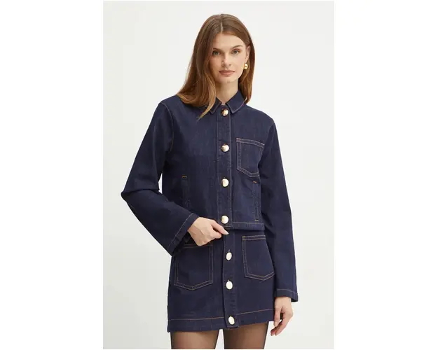 Bardot camasa jeans LORENZO femei, culoarea albastru marin, cu guler clasic, regular, 91399TB