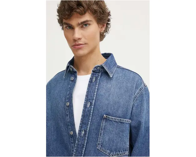 Samsoe Samsoe camasa jeans SADAMON barbati, cu guler clasic, regular, M24200010