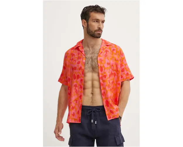 Vilebrequin camasa de in CHARLI culoarea rosu, regular, HARAU235