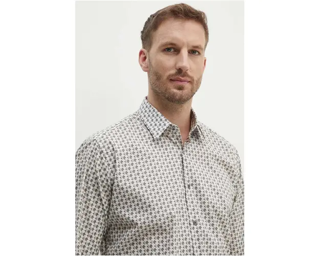 Karl Lagerfeld camasa barbati, culoarea gri, cu guler clasic, regular, 543612.605000