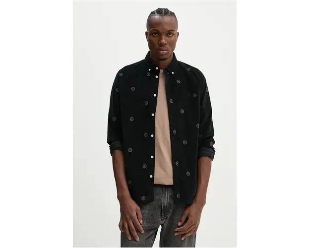 Les Deux camasa din bumbac barbati, culoarea negru, cu guler button-down, regular, LDM410190