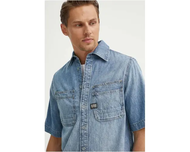 G-Star Raw camasa jeans barbati, cu guler clasic, regular, D24602-D539