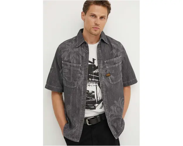 G-Star Raw camasa barbati, culoarea gri, regular, D24602-D540