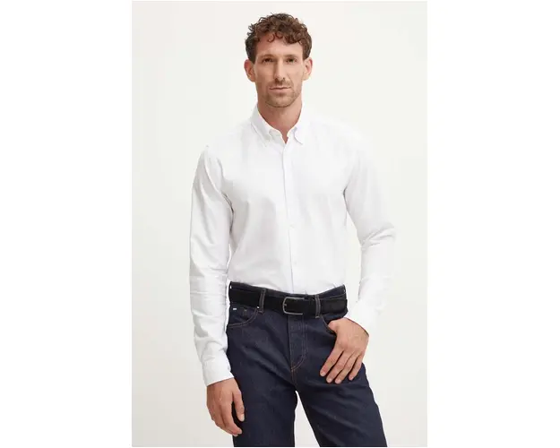Boss Orange camasa din bumbac barbati, culoarea alb, cu guler button-down, regular, 50519707