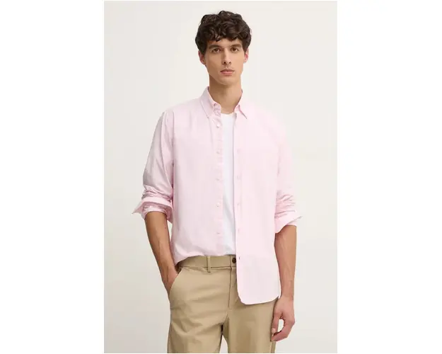 Boss Orange camasa din bumbac barbati, culoarea roz, cu guler button-down, regular, 50519707