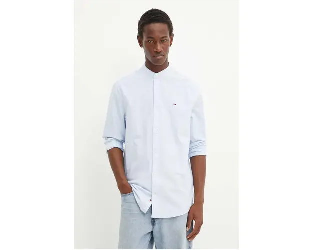 Tommy Jeans camasa din bumbac barbati, cu guler stand-up, regular, DM0DM19523