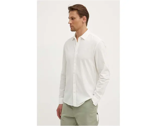 Pepe Jeans camasa din bumbac MARCEL barbati, culoarea bej, cu guler clasic, regular, PM308566