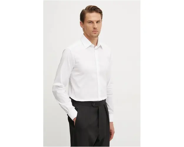United Colors of Benetton camasa barbati, culoarea alb, cu guler clasic, slim, 5X3LUQ049