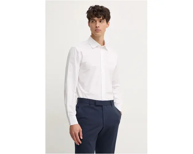 United Colors of Benetton camasa din bumbac barbati, culoarea alb, cu guler clasic, regular, 53ZDUQ04A