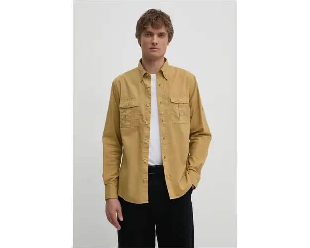 United Colors of Benetton camasa din bumbac barbati, culoarea verde, cu guler button-down, regular, 5KGPUQ04S