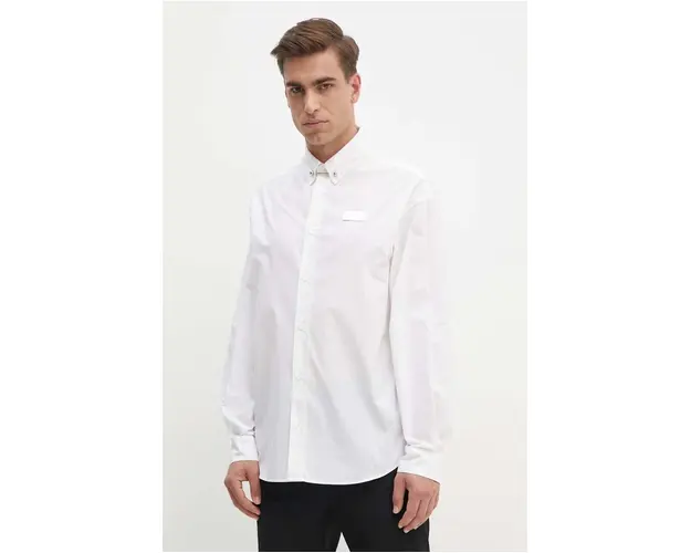 Versace Jeans Couture camasa din bumbac barbati, culoarea alb, cu guler clasic, relaxed, 77GALY10 CN002
