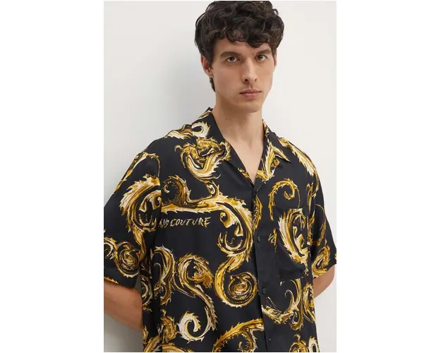 Versace Jeans Couture camasa barbati, culoarea negru, regular, 77GAL2B0 NS508