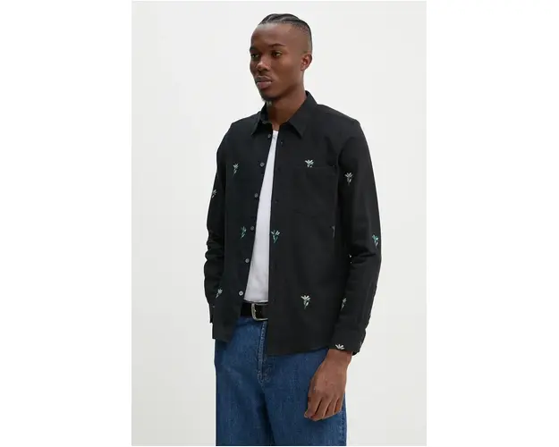 PS Paul Smith camasa din bumbac barbati, culoarea negru, cu guler clasic, regular, M2R.614P.N22179