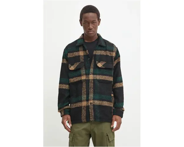 Vans camasa barbati, culoarea negru, cu guler clasic, regular, VN000JVDBLK1