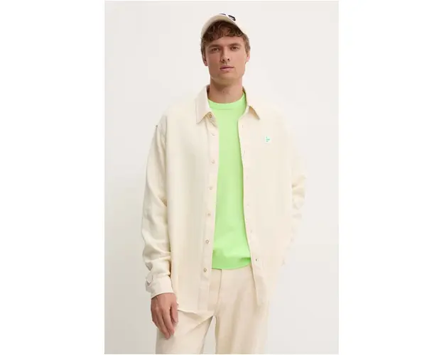 American Vintage camasa jeans barbati, culoarea bej, cu guler clasic, regular, MAFA06BH24