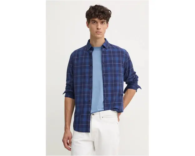 Pepe Jeans camasa din bumbac MITCHEL barbati, culoarea albastru marin, cu guler button-down, regular, PM308722