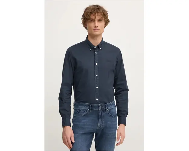 Pepe Jeans camasa din bumbac MANLEY barbati, culoarea albastru marin, cu guler button-down, regular, PM308728