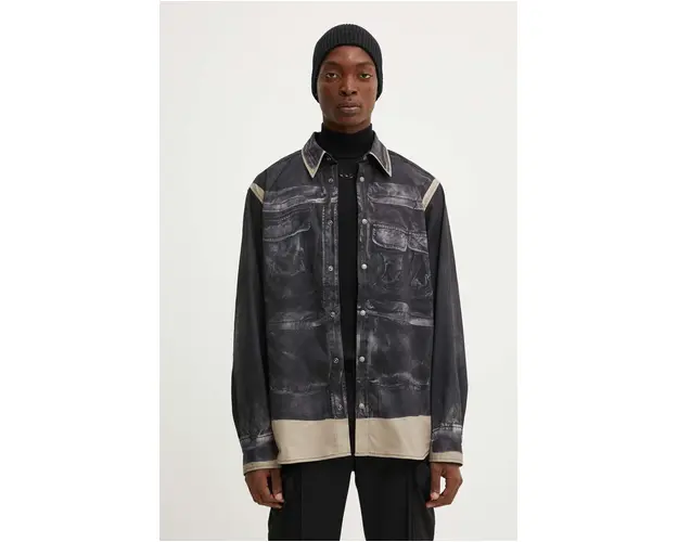 Diesel camasa S-AFTER-A barbati, culoarea negru, cu guler clasic, regular, A14233.0GHBY