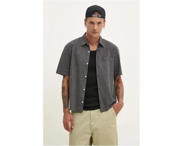 Hollister Co. camasa barbati, culoarea gri, cu guler clasic, regular, KI325-4069