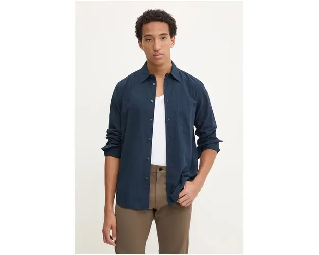 Samsoe Samsoe camasa din bumbac SALIAM barbati, culoarea albastru marin, cu guler clasic, regular, M24300052
