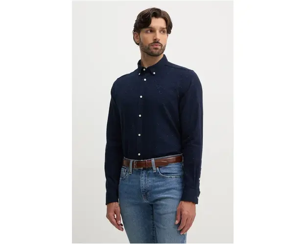 Barbour camasa barbati, culoarea albastru marin, cu guler button-down, slim, MSH5518