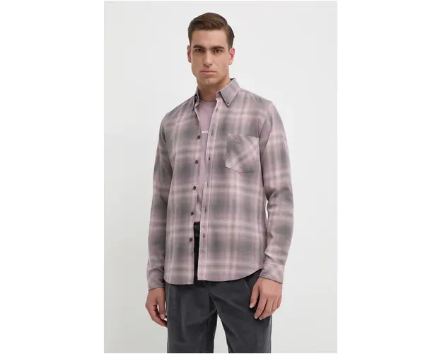 Boss Orange camasa din bumbac barbati, culoarea roz, cu guler button-down, regular, 50524875
