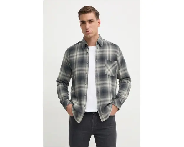 Boss Orange camasa din bumbac barbati, culoarea gri, cu guler button-down, regular, 50524875