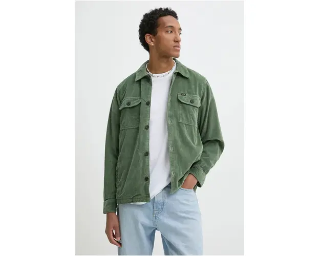 Billabong camasa din velur Wildwood Cord culoarea verde, regular, EBYWT03003