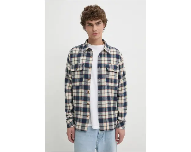 Billabong camasa din bumbac Offshore Flannel barbati, culoarea albastru marin, cu guler clasic, regular, ABYWT00281