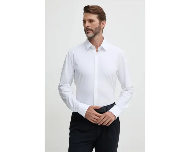 BOSS camasa barbati, culoarea alb, cu guler clasic, regular, 50503554