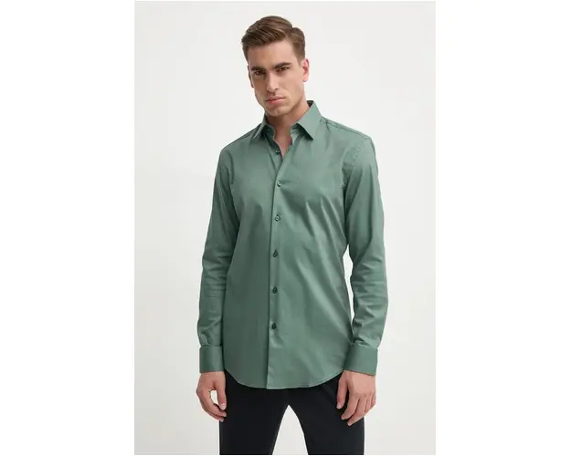 BOSS camasa barbati, culoarea verde, cu guler clasic, slim, 50527238