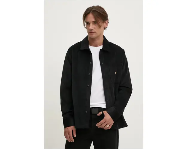 Dickies camasa din velur CORDUROY culoarea negru, cu guler clasic, regular, DK0A8652