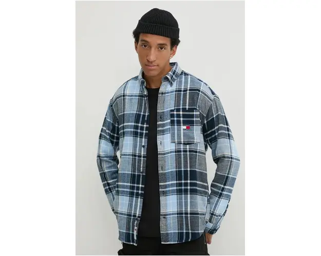 Tommy Jeans camasa din bumbac barbati, cu guler button-down, relaxed, DM0DM20597