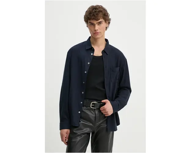 ZADIG&VOLTAIRE camasa barbati, culoarea albastru marin, cu guler clasic, relaxed, WMSH00292