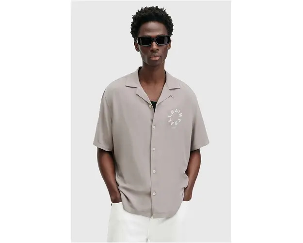 AllSaints camasa TIERRA barbati, culoarea gri, cu guler clasic, relaxed, M028SB