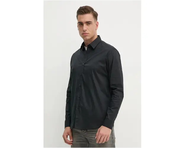 Karl Lagerfeld camasa barbati, culoarea negru, cu guler clasic, regular, 542600.605935